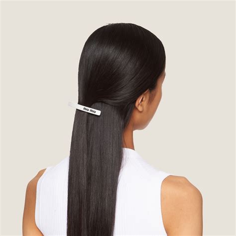 White/black Plexiglas Hair Clip .